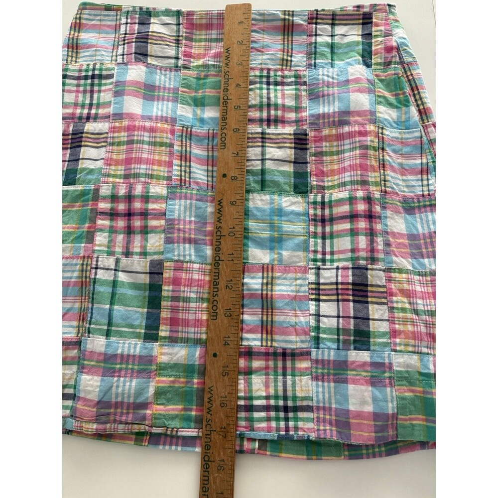 Talbots Patchwork Skirt Womens 4P Pink Blue Green Madras Plaid Preppy Beach - Picture 9 of 13